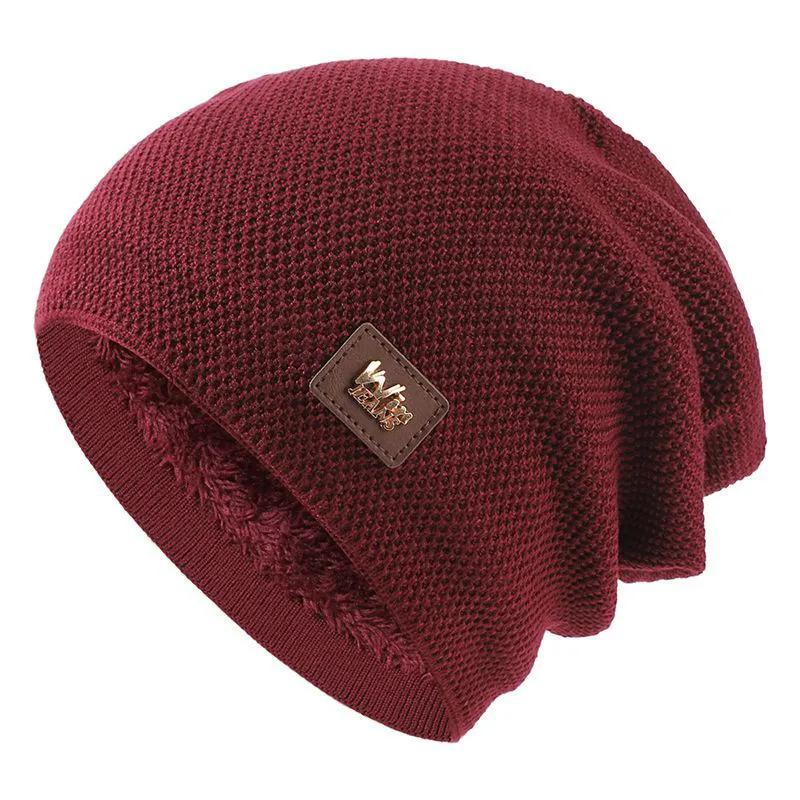 WTEMPO Men's Autumn Winter Windproof Outdoor Cycling Knitted Hats Couple Solid Color Plush Cold-proof Warm Soft Hats
