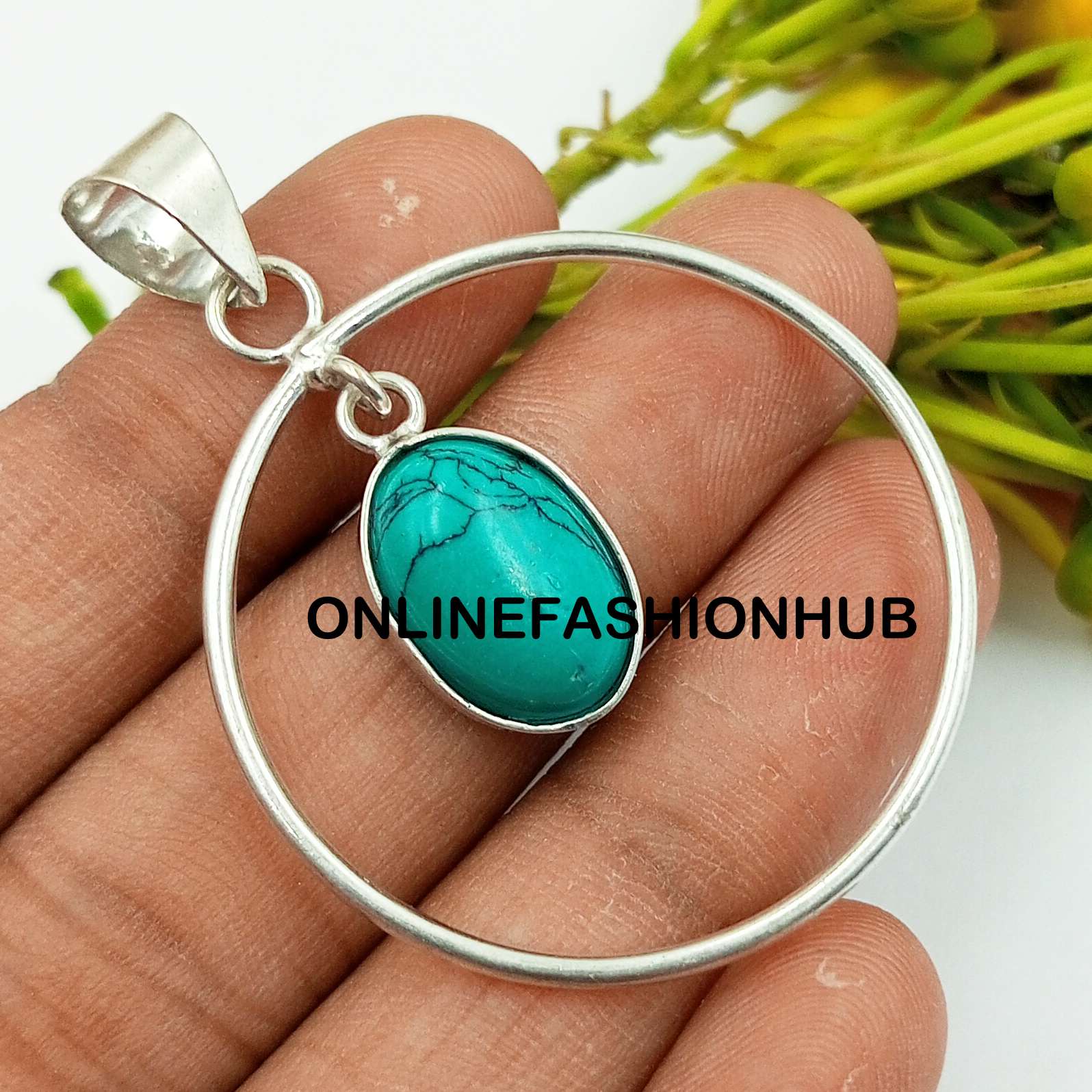 

Ювелирные изделия с подвеской из стерлингового серебра 925 пробы с бирюзой и качественным покрытием NST-QP3