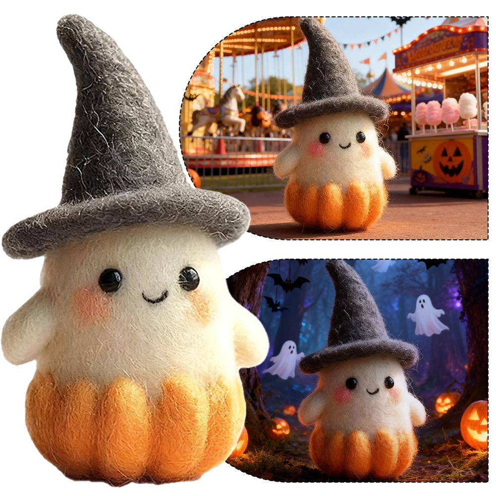 New Home Decoration Handmade Knitted Witch Ghost Doll Ornament Cute Pumpkin Ghost Keychain for Bag Pendant Christmas O3B8