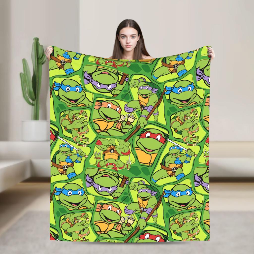 Comic Warm Soft Blankets T-Tmnts Character Decorative Plush Bedding Throws Funny Home Decor Flannel Bedspread Sofa Bed Cover