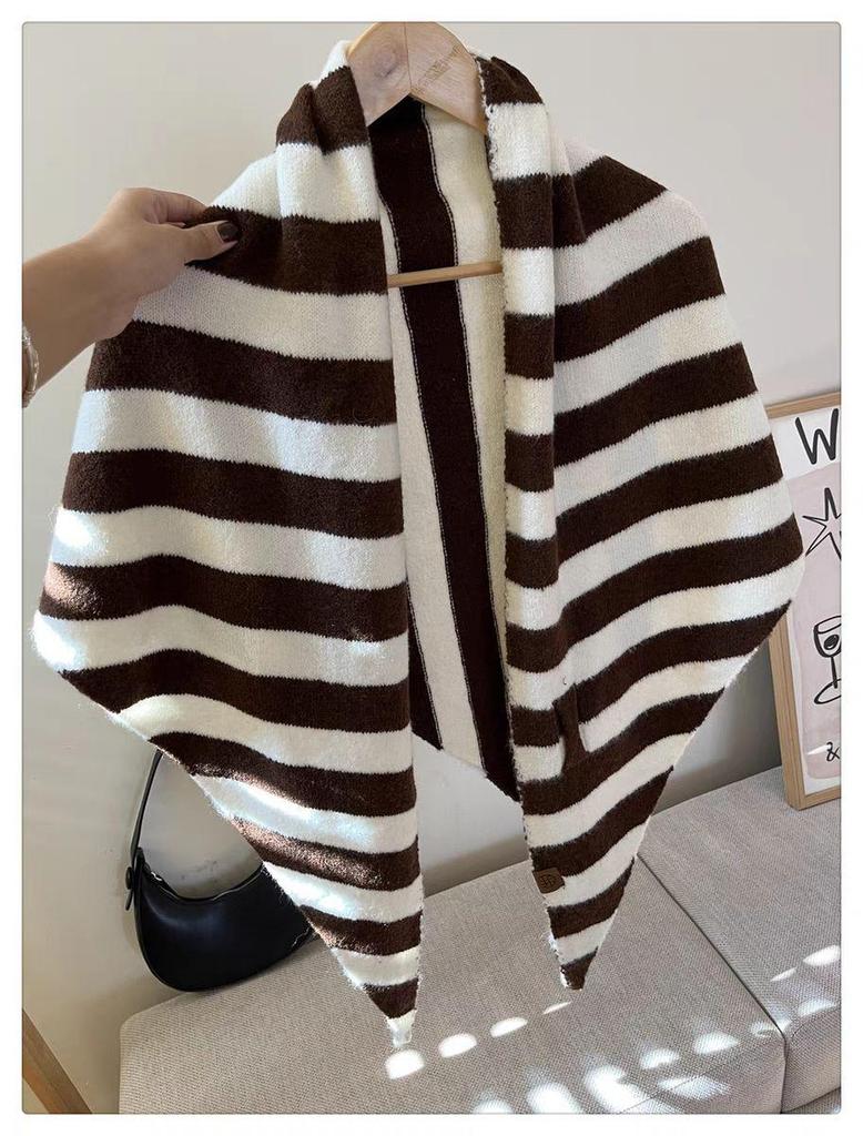 Korean Wool Blend Thick Shawl: Solid Color, Warm Knitted Cowl, Perfect for Spring & Autumn Layering