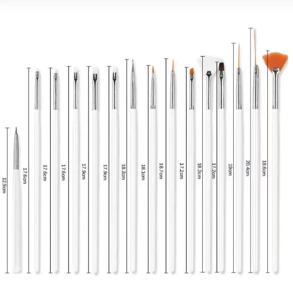 2 Set Multi Tip Size Nail Art Brushes Light Handle Painting Brushes  Home DIY Manicure