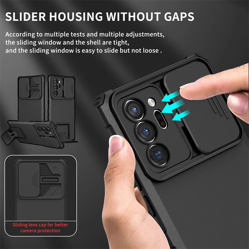 For Samsung Galaxy Note 20 Ultra 5G Case Slide Lens Protect Phoen Case For Samsung Note20 Note20Ultra Armor Kickstand Back Cover