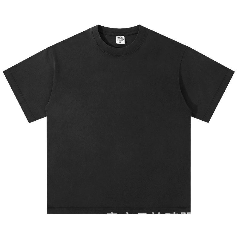 

Vintage Washed Heavyweight Round Neck T-shirt - Unisex Solid Color Casual Short Sleeve S