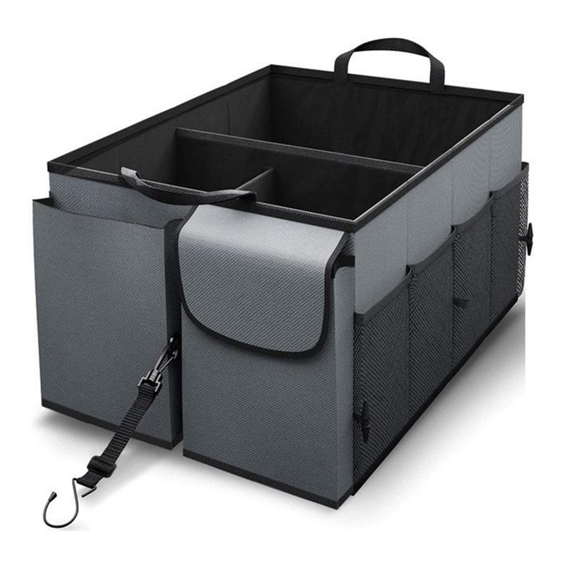 NEW-1 PCS Trunk Organizer For Car Large-Capacity Car Organizer, Foldable Trunk Organizer Polyester For Suvs & Sedans,Gray