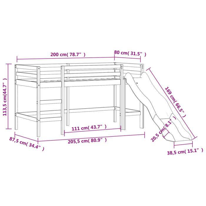VidaXL Children's Mezzanine Bed with Tower, Elevated Bed for Children with Ladder, Bedroom Storage Furniture, Modern, Pink 3207071
