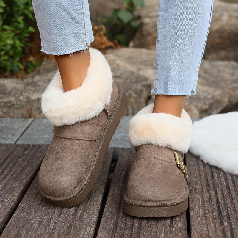 Women's Wide Width Platform Snow Boots, Slip-On Plush Lined Winter Booties, Wholesale Warm Ankle Boots for Women