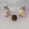 Miniature Foodie Hamster Figurine Fun Wooden Carvings Animal Statue Ornament for Nursery and Bedroom Desktop Decors Gift