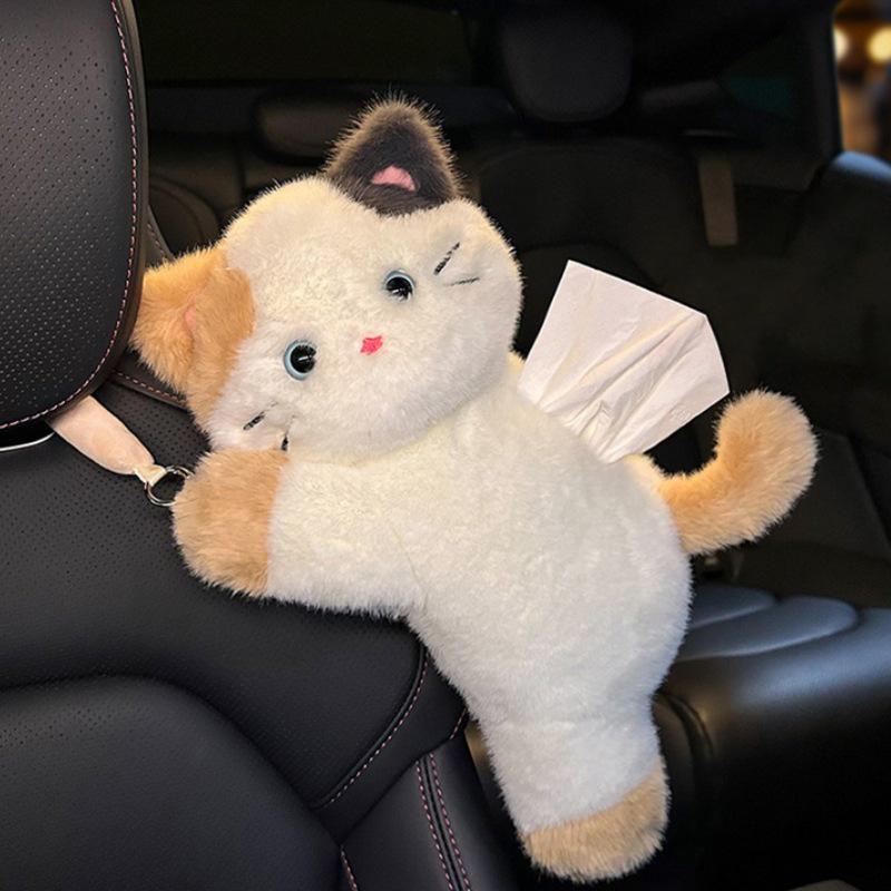 Creative Cartoon Car Plush Tissue Box - Hanging or Armrest Style