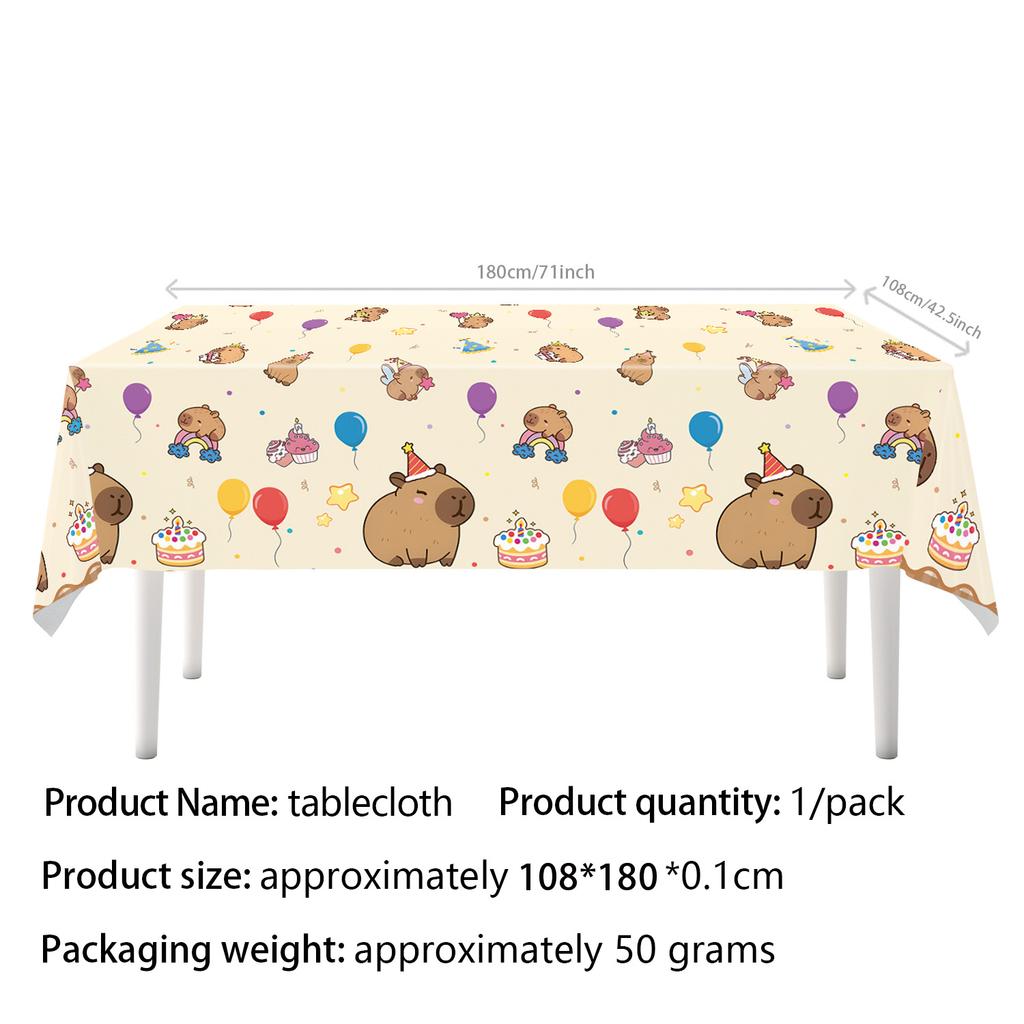 Capybara Disposable Tableware Set  Birthday Party Capybara Tablecloth Cups Plates Napkin Banner Cake Topper Kids Party Supplies