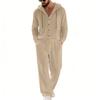 Completo casual da uomo in lino a due pezzi: camicia con cappuccio e bottoni e pantaloni a gamba dritta – perfetti per le vacanze al mare in primavera/estate