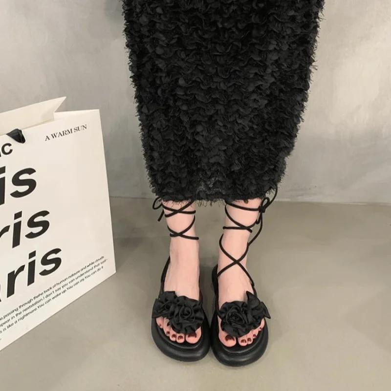 Fashion 2024 Summer Fashion Women's Sandals Fashion Ankle Cross Tie Women's Sandals