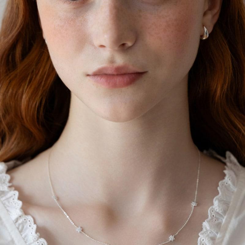 Tatiana (925 Silver) Bloomet Flower Pendant Necklace NZ2478