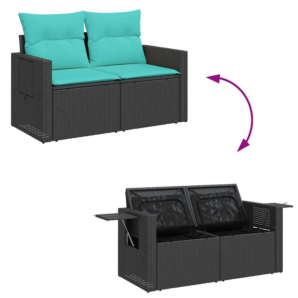 vidaXL 6 Piece Garden Sofa Set with Cushions Black Poly Rattan