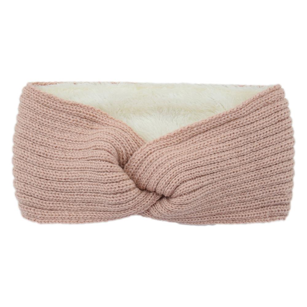 Wide Cross Fleece Lined Knitted Headbands For Woman Solid Warm Hairband Elastic Sports Yoga Headwear Girls Hair Accessories New