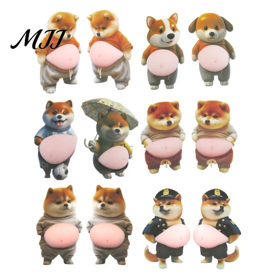Anti-collision Sticker 1 Pair 3D Belly Dog Anxiety Stress Relief Elastic Tummy Cartoon Puppy Decal Fat Animal