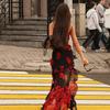 2025 Sommer Damen Sexy Print Spitze Sling Unregelmäßiges Slim Fit Schleppenkleid
