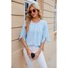 Solid Colour Round Neck Five-quarter Sleeve Short Sleeve,loose Chiffon Shirt Tops for Women