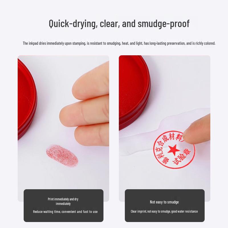 Red Quick-Drying Ink Pad for Office Stamps - Special Round Design