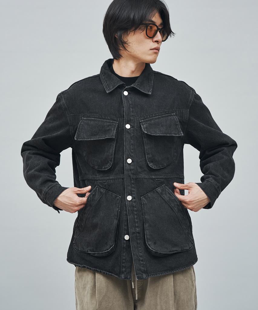 Maniamass Multi-Pocket Denim Fatigue Jacket (Rockchic Jk Bk)