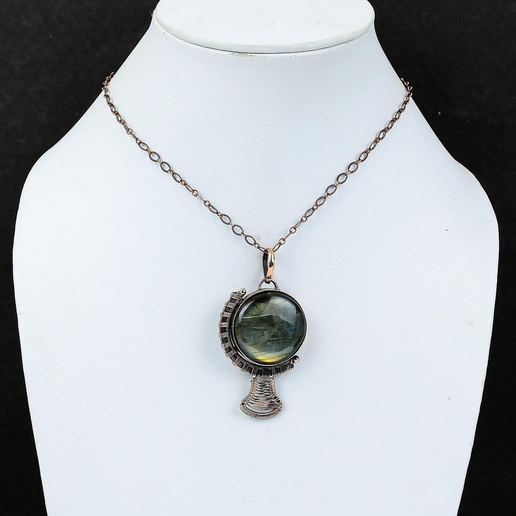 Labradorite Pendant Copper Wire Wrapped Pendant Copper Jewelry Birthstone Pendant Gemstone Pendant Wedding Gift Handmade Wire Wrap Jewelry