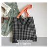 2025 Plaid Canvas Shoulder Bag - Large Capacity, Color Block, Autumn Casual Trend