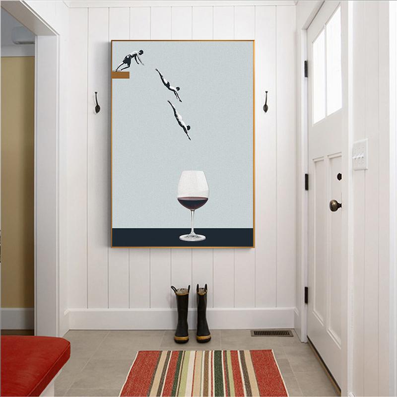 Pictură pe Pânză Artă Amuzantă Rămâi Hidratat Artă de Perete Postere și Printuri Yoga în Iaurt Imagini Abstracte Pentru Camera de Zi Decor Acasă