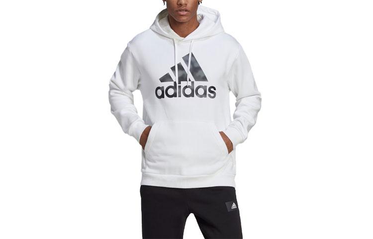 Adidas Essentials Camo Print Hoodie Sweatshirt Men s White HL6932 L