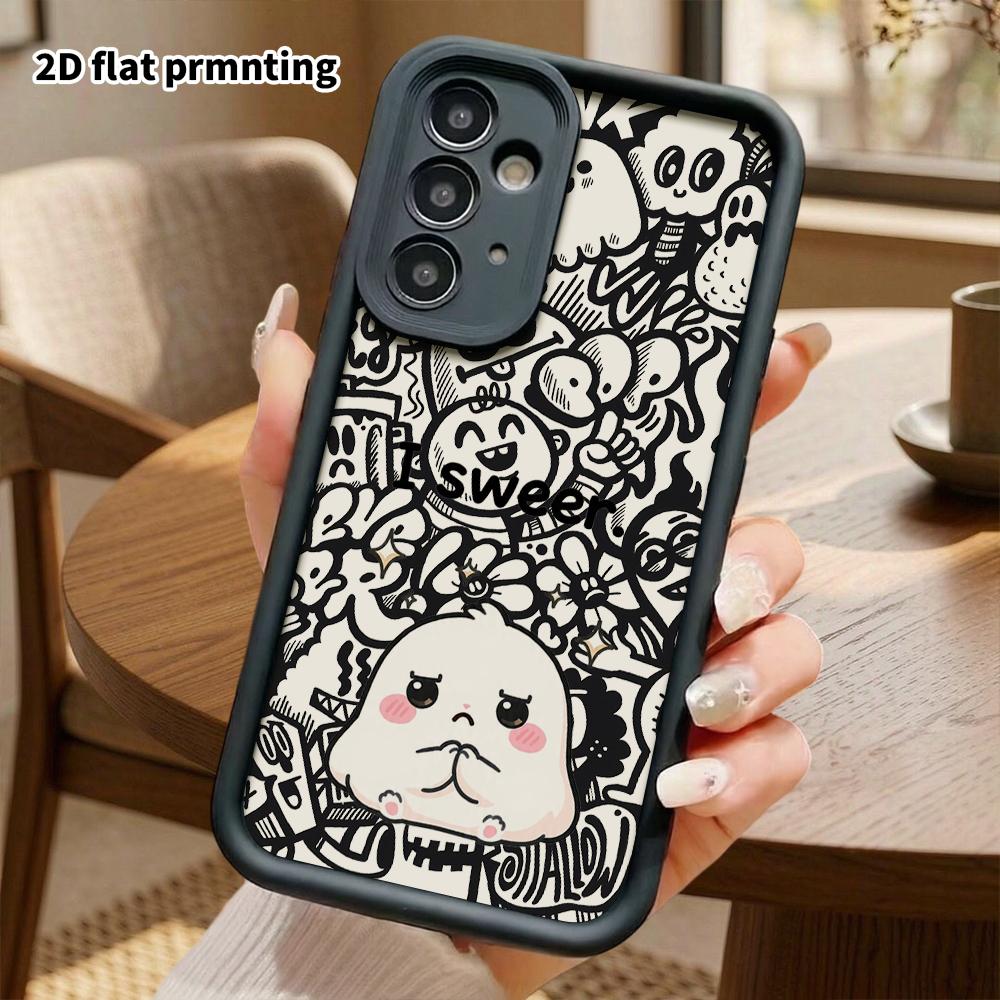 Phone Case: 2D Flat Samsung Galaxy A34 A35 M05 M06 S20 S22 S21 FE Plus 5G Protective Case, Little White Bun, Christmas and Halloween Gift
