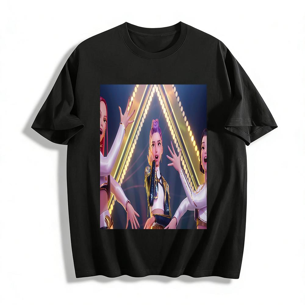 

Hot Virtual Girl Group Stage Style Print T-Shirt Trendy Idol Loose Casual Top For Men And Women Pure cotton T-shirt XXS