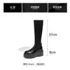 [Factory Making Goods] Leather Thick-soled Boots Women's Elastic Thin Boots Heightening Long Boots Tall Knight Boots