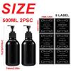 500ML/16.9OZ 2PCS Shampoo Body Wash Dispenser Hand Soap and Dish Soap Dispenser with Pump Soap Bathroom Bottle with 6 Waterproof Labels
