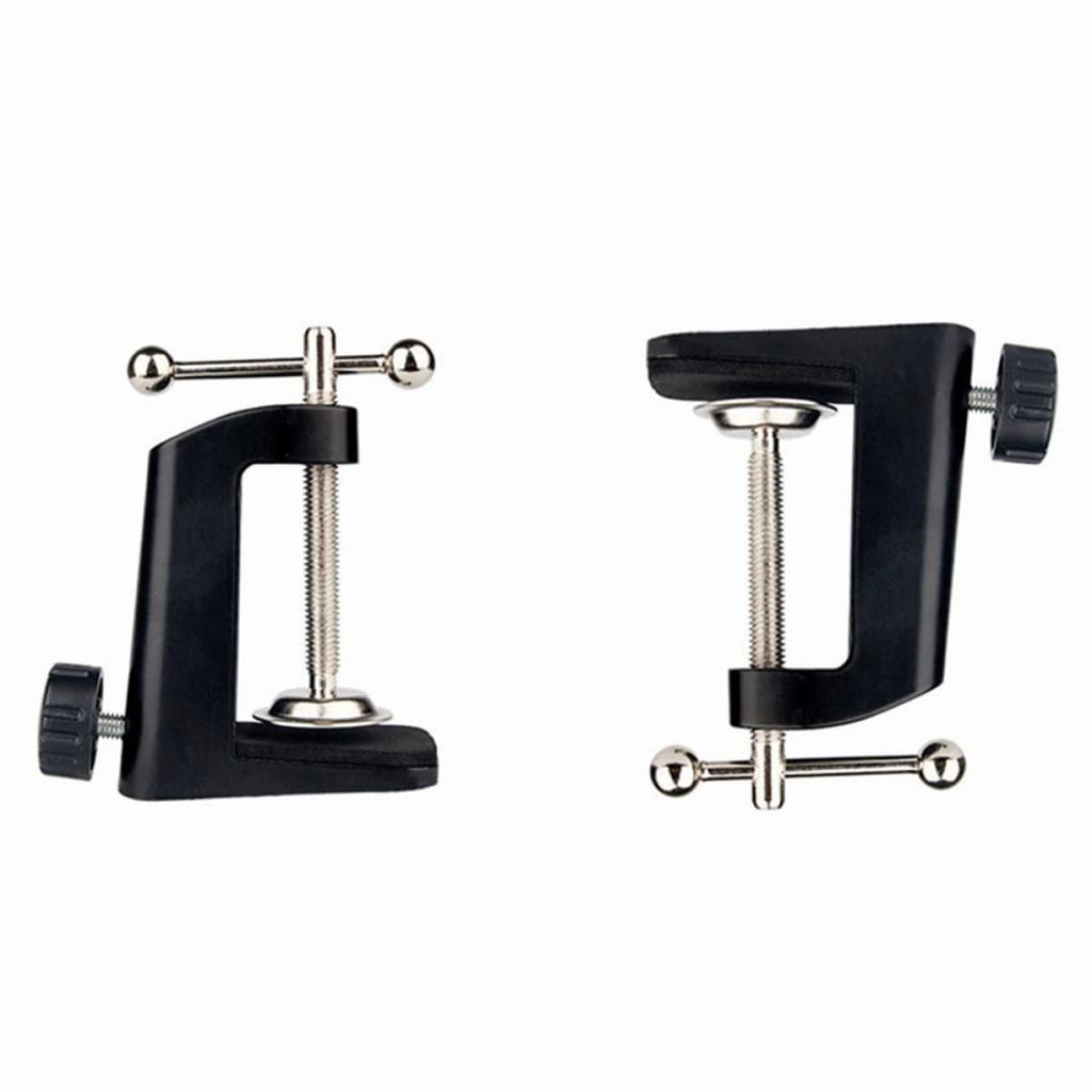 Abaodam 2-Piece Aluminum Alloy Microphone Clamp Holder Base Non-slip Desk Clamp Black