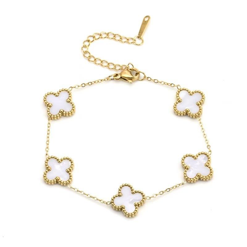 Double-sided Four-leaf Clover Bracelet Titanium Steel Fashionable and Simple Women s Lucky Bracelet