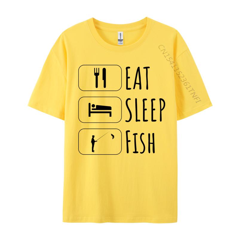 Eat Sleep Fish Repeat Tshirt Hip Hop Fashionable Tops Shirts Adult TShirt Red And Black Graphic T Shirt