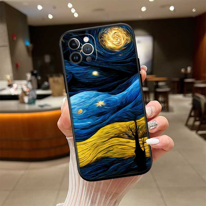 RE55 Starry Night Van Gogh Painting New High-End Shell Phone Case for Redmi Note 13 14 Pro+ Plus A3 A3X 13X 13C 13R 14S 14C 14R