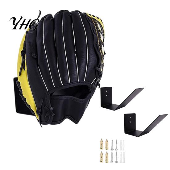 Heavy Duty Glove Holder Baseball Display Stand, Wall Mount Space Saving Hanger, Durable Stainless Fan Gift Steel Storage Rack for Sports Memorabilia