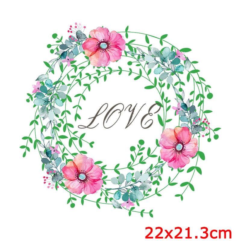 Flower Patch Thermo Sticker On Clothes Patches For T-Shirt Iron On Transfer For Clothing Letters Stripe Applique Thermal Decor