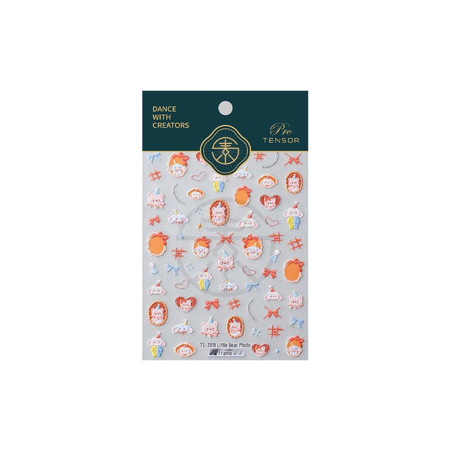 Magico Ferrite 3D Cartoon Teddy Bear Nail Stickers - TS-3919 Embossed Frosted Self-Adhesive Design