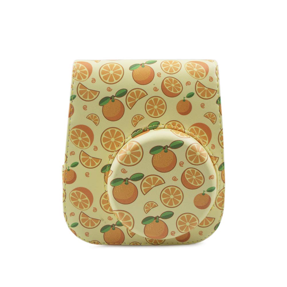 kinokoo Cheki Fujifilm Cheki instax mini11 Case instax mini11 Camera Case Cheki Protective Case with Shoulder Strap Case, (Orange Pattern)