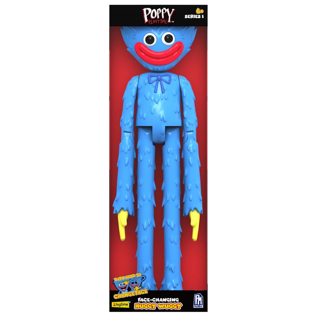 Poppy Playtime Huggy Wuggy Deluxe Action Figure with Changeable Facial Series 1 Expressions, 12-Inch Tall, [Officially Licensed]
