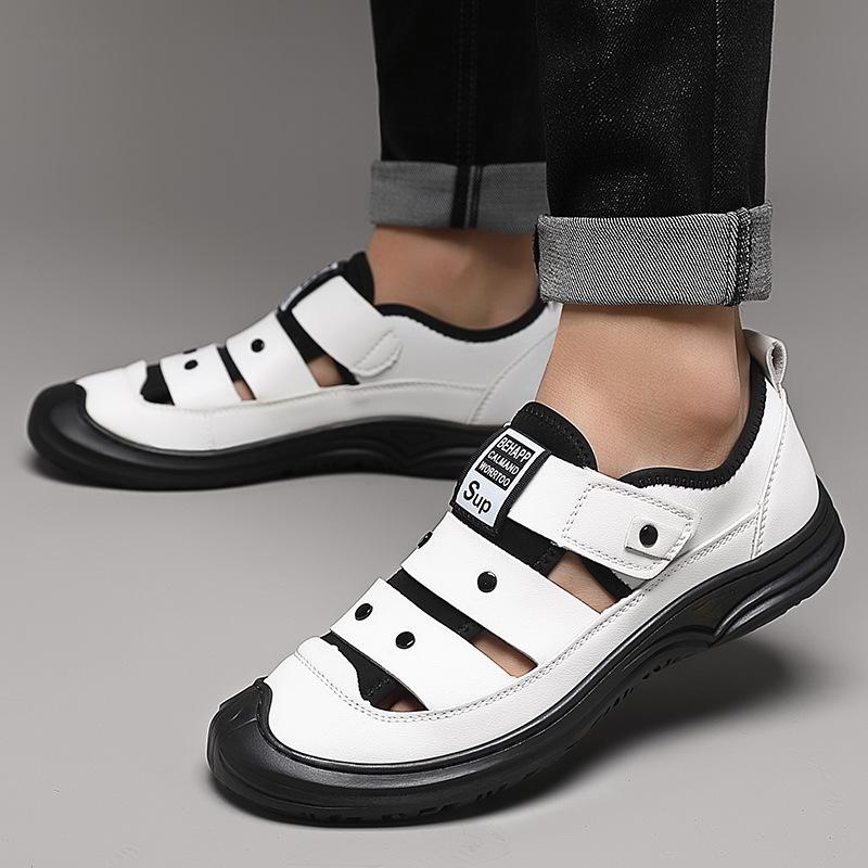 Baotou sandals men's summer breathable casual shoes trendy outdoor beach shoes hole shoes soft leather soft-soled shoes
