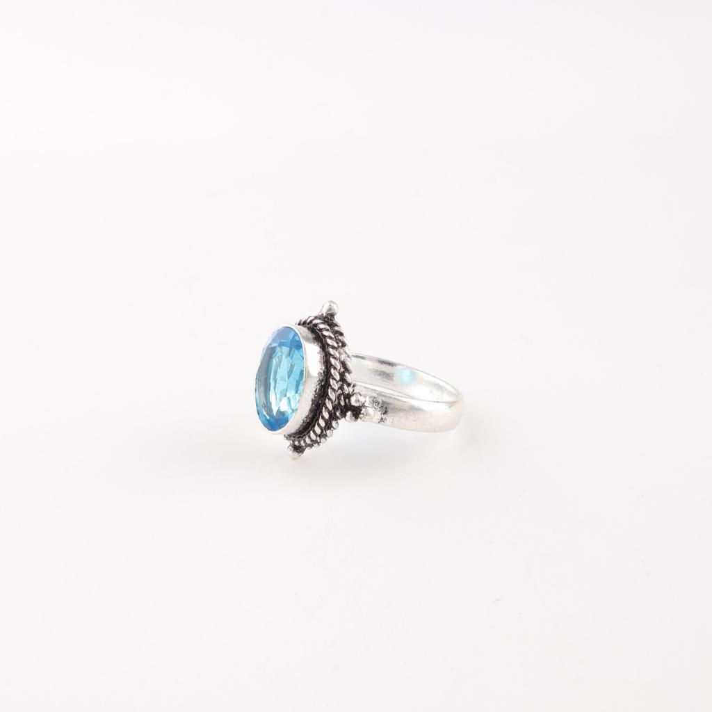 Swiss Blue Topaz Gemstone 925 Sterling Silver Jewelry Handmade Beautiful Ring RR-9-5