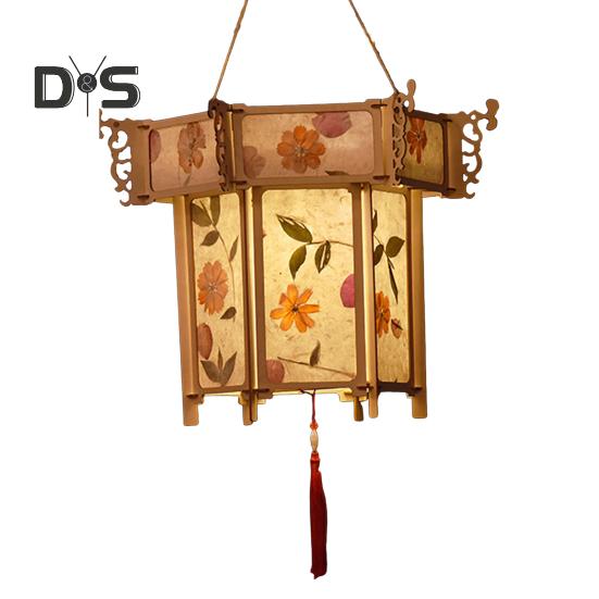 Sada DIY Lucerny Květinová Papírová Lucerna Dřevěná Ručně vyráběná DIY Řemeslná přenosná Svítící novoroční lucerna pro festival poloviny podzimu