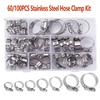60/100pcs Hose Clips Pipe Clamps Stainless Steel Hoop Clamp Hose Clamp Stainless Steel Set Automotive Pipes Clip Fixed Tool
