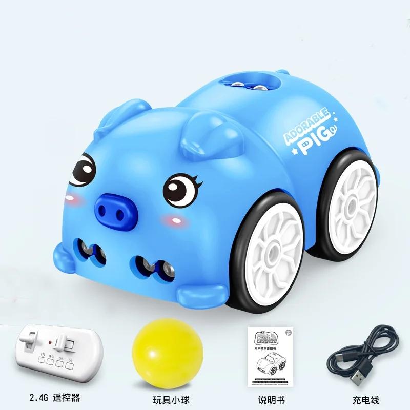 Zdalnie sterowany kreskówkowy pojazd elektryczny zabawka dla dzieci samochód z czujnikiem wykrywający unikanie przeszkód podążający samochód gąsienicowy prezent na Boże Narodzenie