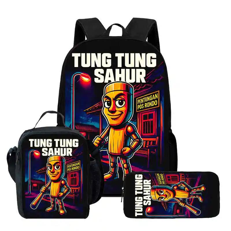 Zaino Scolastico per Bambini Cartoon Brain Rot Con Buste Pranzo Astucci Per,Zaini Scolastici Leggeri per Bambini