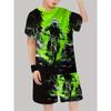 Boys' Cool Off-Road Motorcycle 3D Print T-Shirt and Shorts Set, Casual Fashion