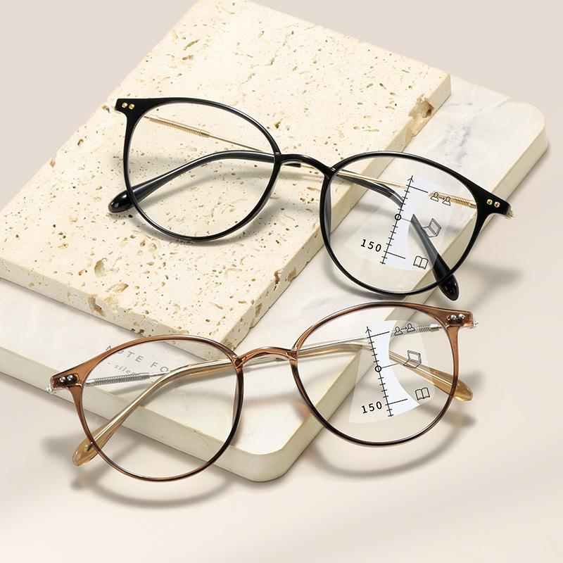 Round Mutifocal Progressive Reading Glasses Unisex Luxury Near Far Presbyopia Eyeglasses Fashion Design Transparent Eyewear