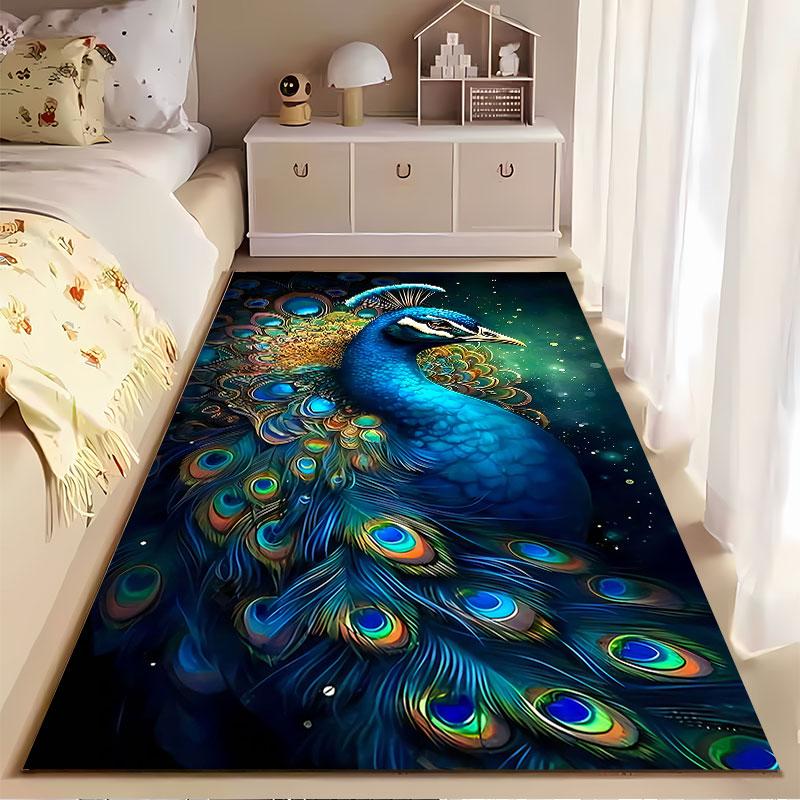 "Elegant Colorful Peacock Design" suitable as a non-slip mat for the living room or bedroom sofa